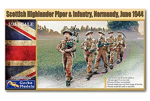 Шотландский горец-волынщик и пехота, Нормандия, июнь 194 г.