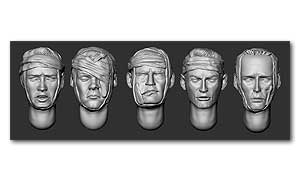 Волосатые головы раненых (комплект 1)