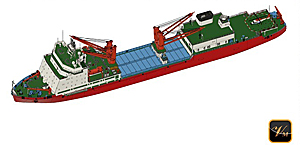 Полярное исследовательское судно «Чайнаре-Сюэлун», версия 2010 года (ватерлиния)