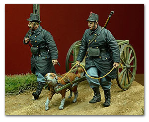 Бельгийская собачья повозка с экипажем времён Первой мировой войны, 1914-15