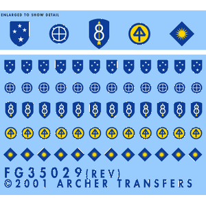 Нашивки 8-й, 23-й, 35-й, 40-й и 44-й пехотных дивизий США