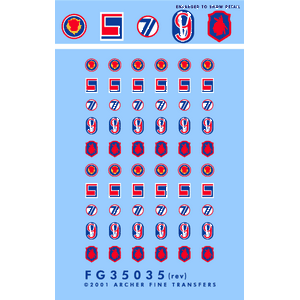 Нашивки 69-й, 71-й, 95-й, 98-й и 106-й пехотных дивизий США