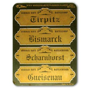 Таблички немецких военных кораблей Второй мировой войны I