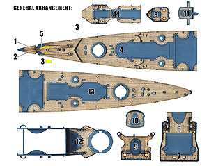 Деревянная палуба немецкого линкора «Шарнхорст» 1940 года (для Flyhawk FH1147S)