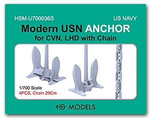 Якорь USN Morden для CVN, LHD с цепью (4 шт., цепь 29 см)