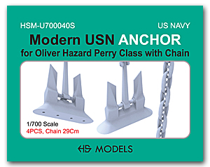 Якорь USN Morden для класса Perry с цепью (4 шт., цепь 29 см)