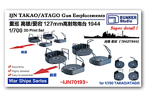 1/700 Крепления для 127-мм зенитных орудий IJN TAKAO/ATAGO, 1944 г.