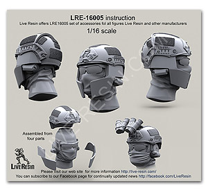 Шлем и накладки Crye Airframe 1/16 без чехла с головой