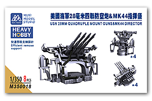 1/350 28-мм счетверенная зенитная пушка ВМС США и пулемет Mk 44 Director