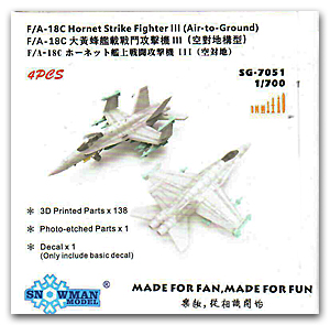 1/700 F/A-18C Hornet Carrier-Based Fighter-Attack Aircraft III (конфигурация «воздух-земля») – 4 шт.