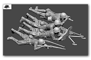 Пулеметный расчет Красной Армии с пулеметом ДС-39. 1941 г. (4 рис.)