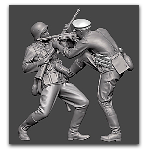 Сержант Красной Армии сражается с солдатом вермахта. 1941-42 гг. (2 рис.)