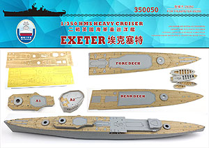 Деревянная палуба и маска для окраски тяжелого крейсера HMS Exeter для TRUMPETER 05350