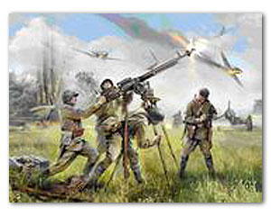 Советский пулемет ДШК с расчетом времен Второй мировой войны