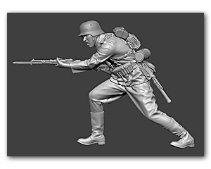 Немецкий пехотинец в рукопашном бою. 1941-42 гг.