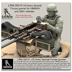 Стрелок спецназа армии США для установки на автомобиль пулемета M2 калибра .50 и спаренного пулемета M2 калибра .50.