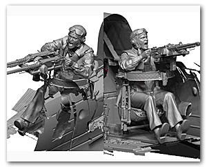 1/72 WW2 ВМС США, задний стрелок 2 (в бою / 2 головы)
