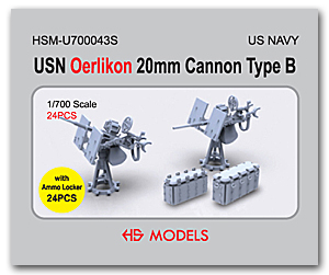20-мм пушка USN Oerlikon Тип B (24 шт.)